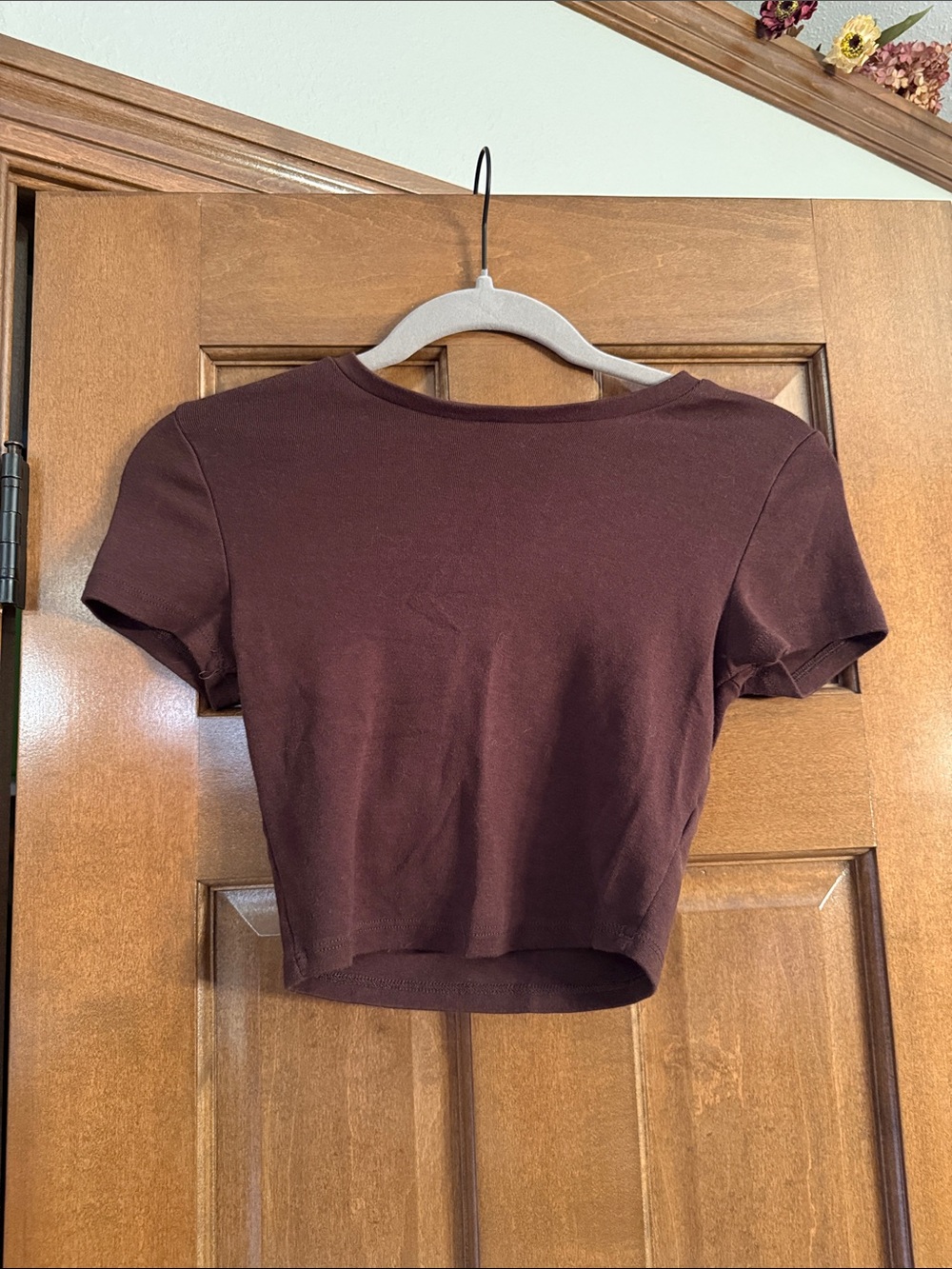Garage Short Sleeve Cropped Tee - Deep Brown